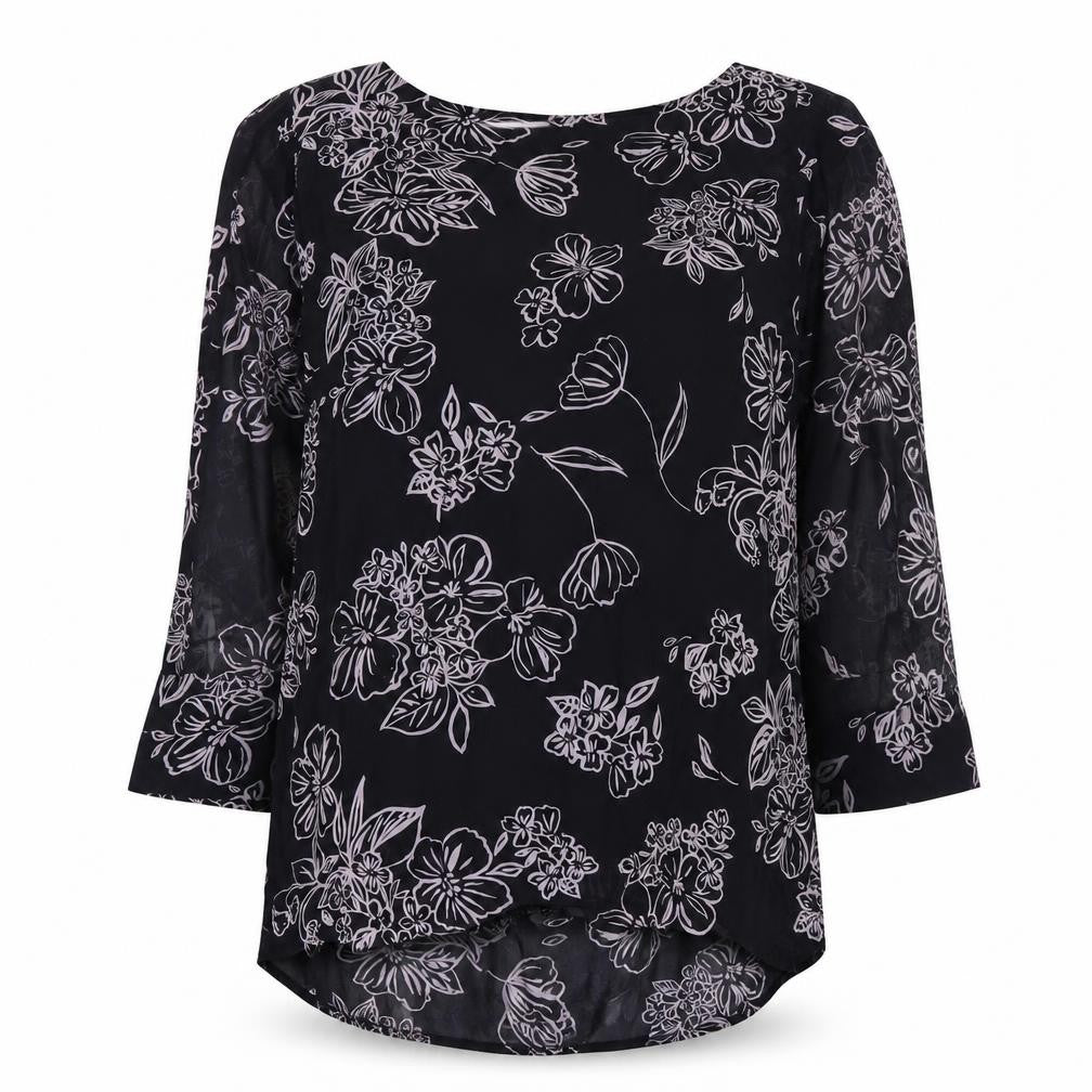 Laura Ashley Women's Black Floral Blouse Size 8