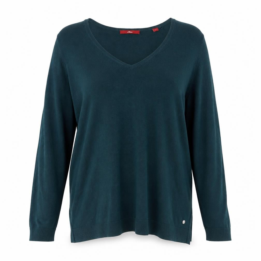 s.Oliver Women's Green V-Neck Pullover Jumper Size 16