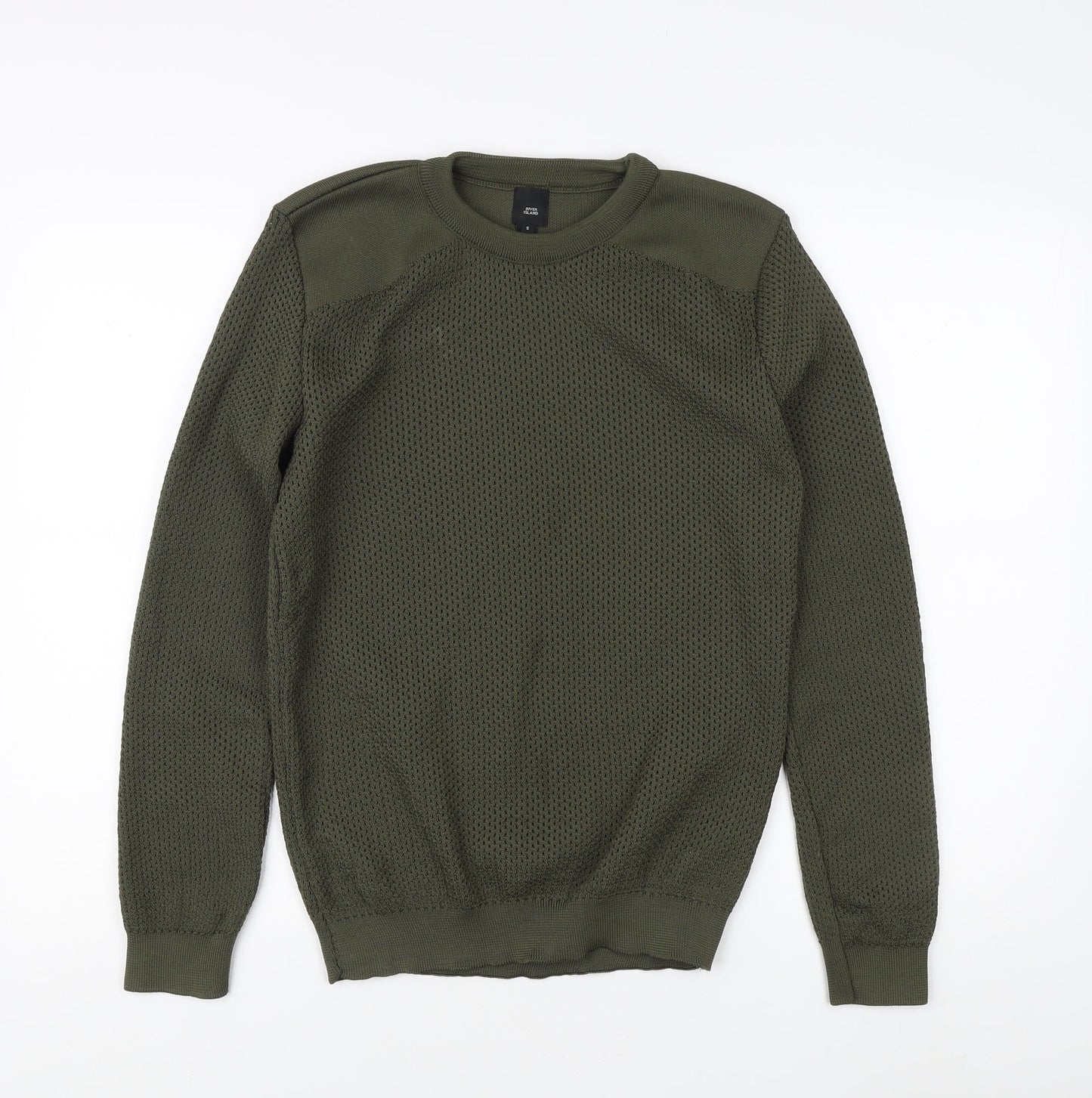 River Island Men's Green Knit Pullover Sweatshirt S