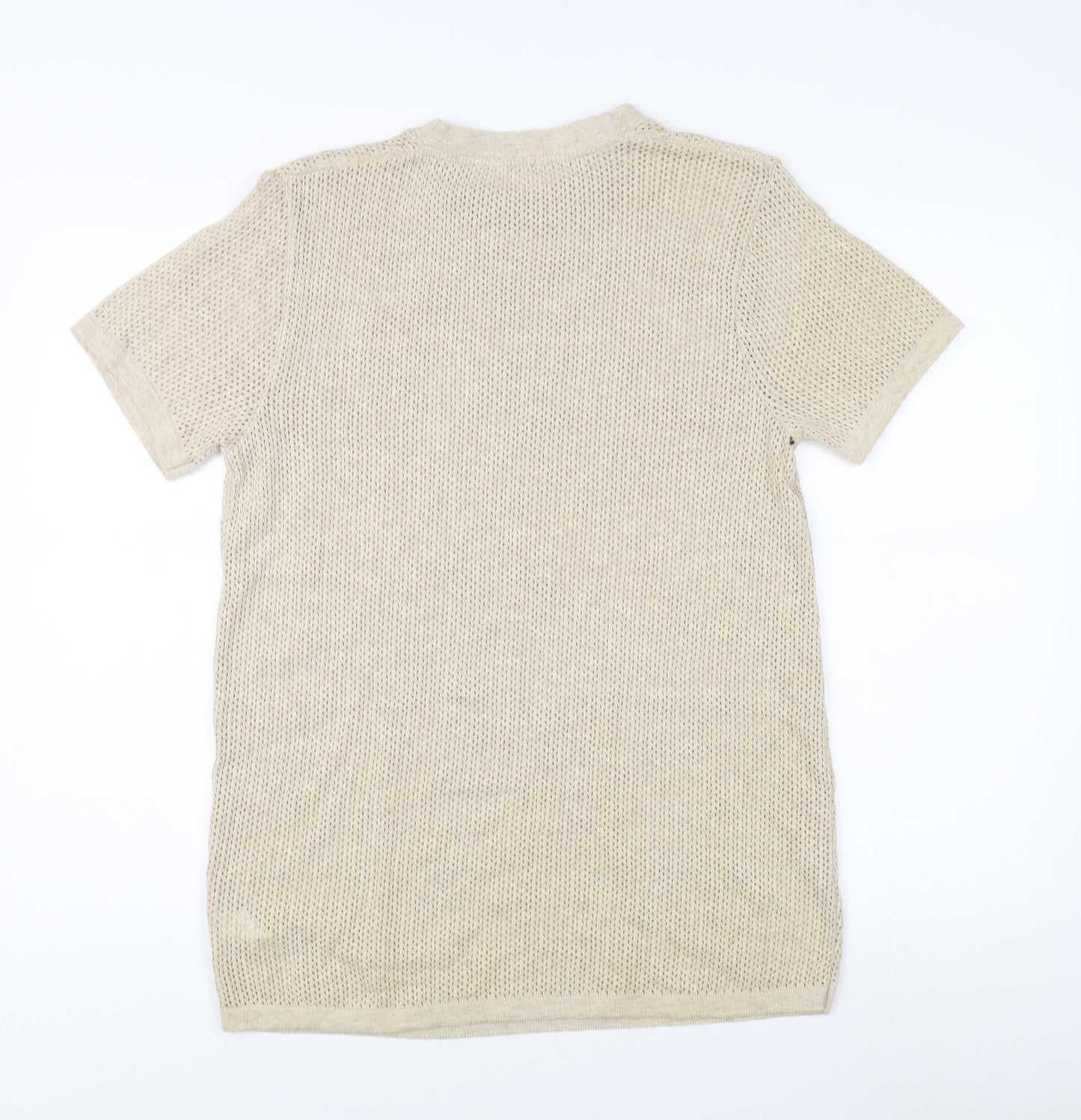 River Island Men's Beige M Open-Knit Pullover Jumper