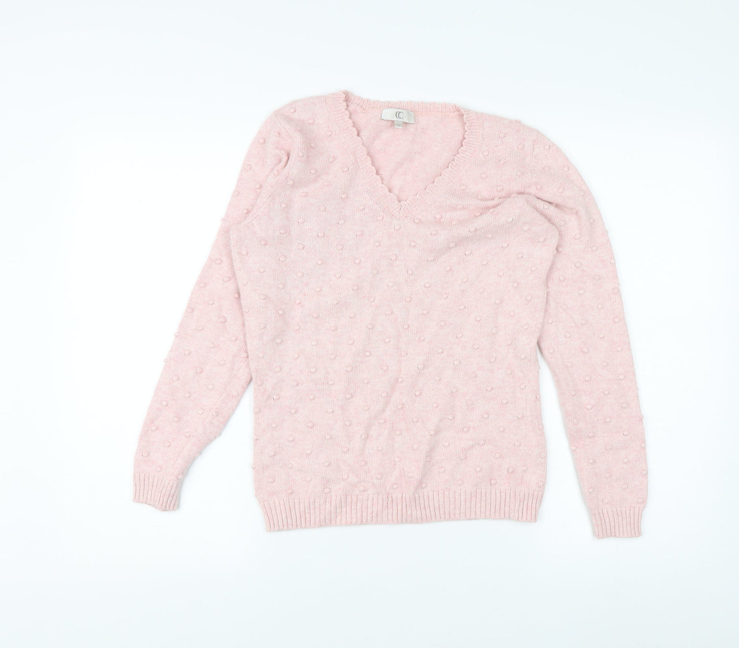 CC Women's Pink V-Neck Pullover Jumper, Size S