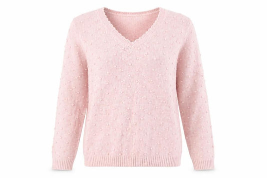 Country Casuals Women's Pink V-Neck Pullover Jumper, Size S