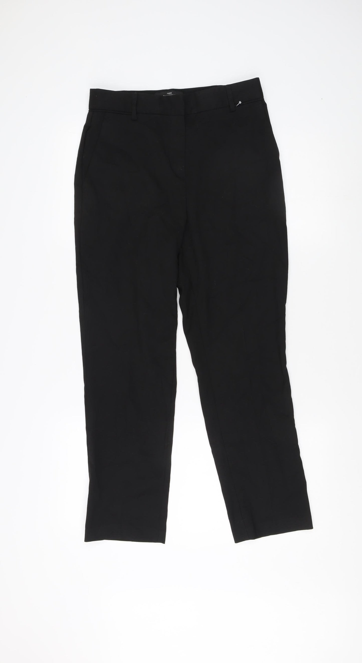 Next Women's Black Straight Trousers Size 8R - Workwear Essential