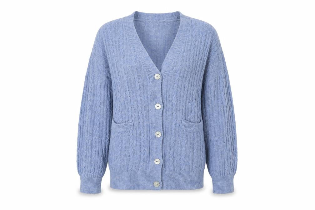 MNG Women's Blue Cardigan Size 10, Button Accent