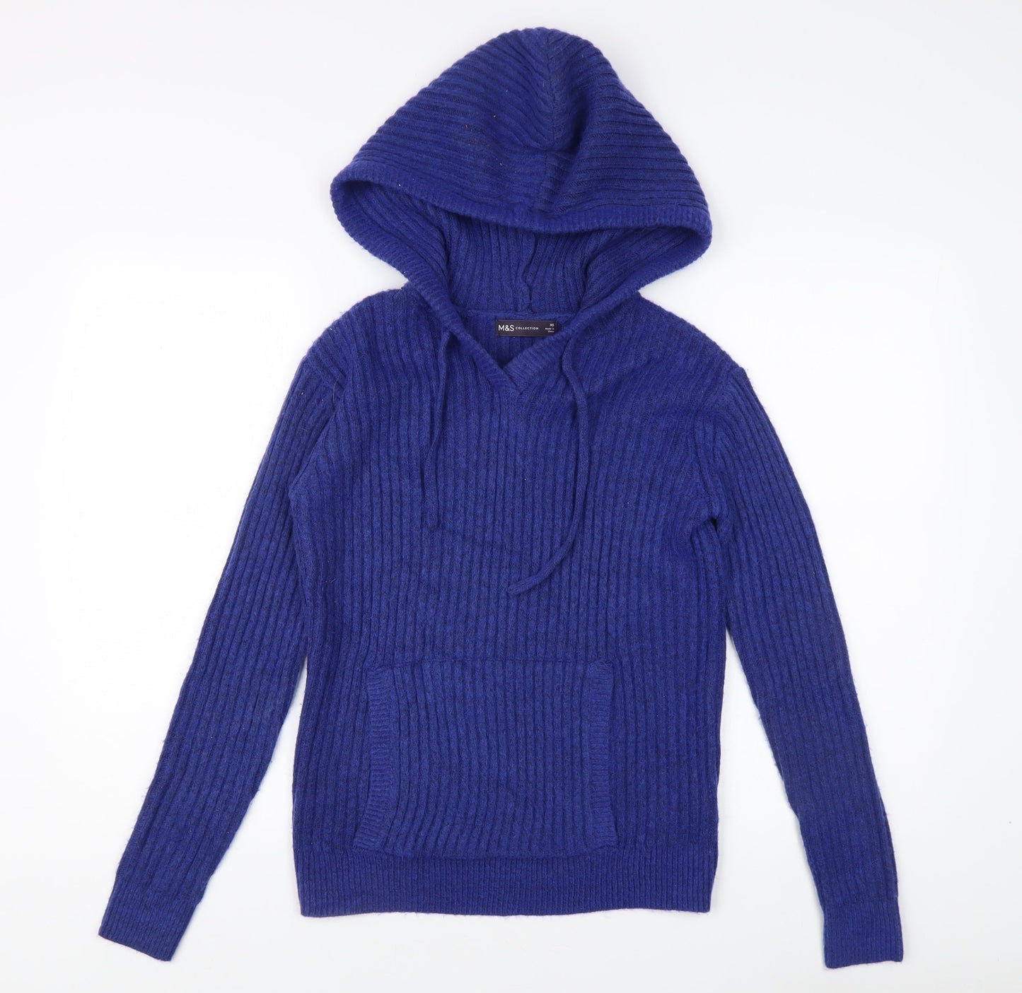 Marks and Spencer Women's Blue Hooded Pullover Jumper XS