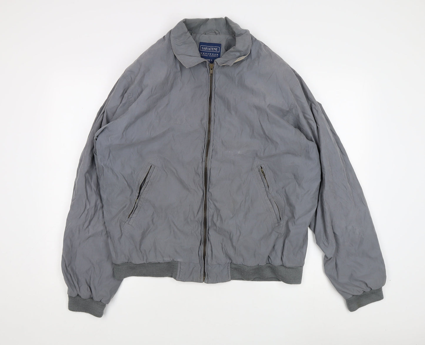Savatini Men's Grey Bomber Jacket L