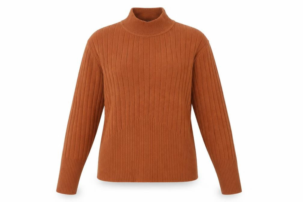Marks & Spencer Women Brown Mock Neck Pullover Jumper