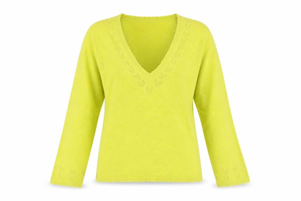 East Women's Green V-Neck Pullover Jumper M