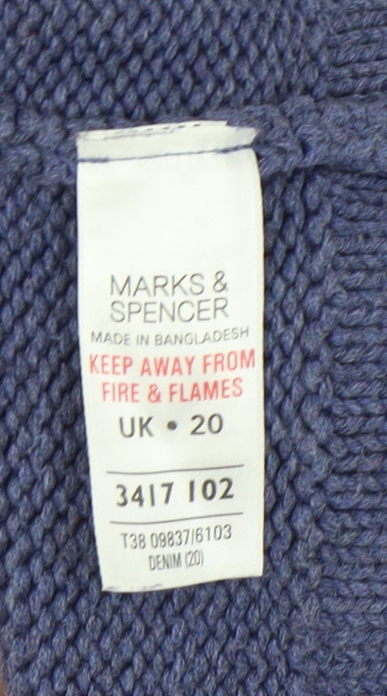 Marks and Spencer Women's Blue Full Zip Jumper Size 20