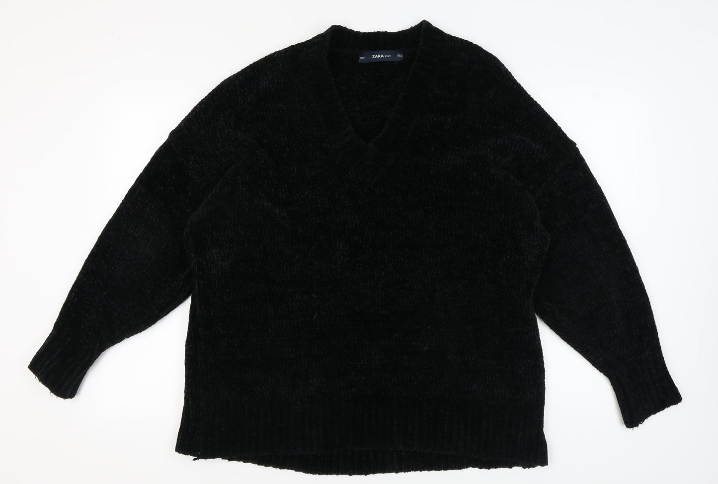 Zara Women's Black V-Neck Pullover Jumper M