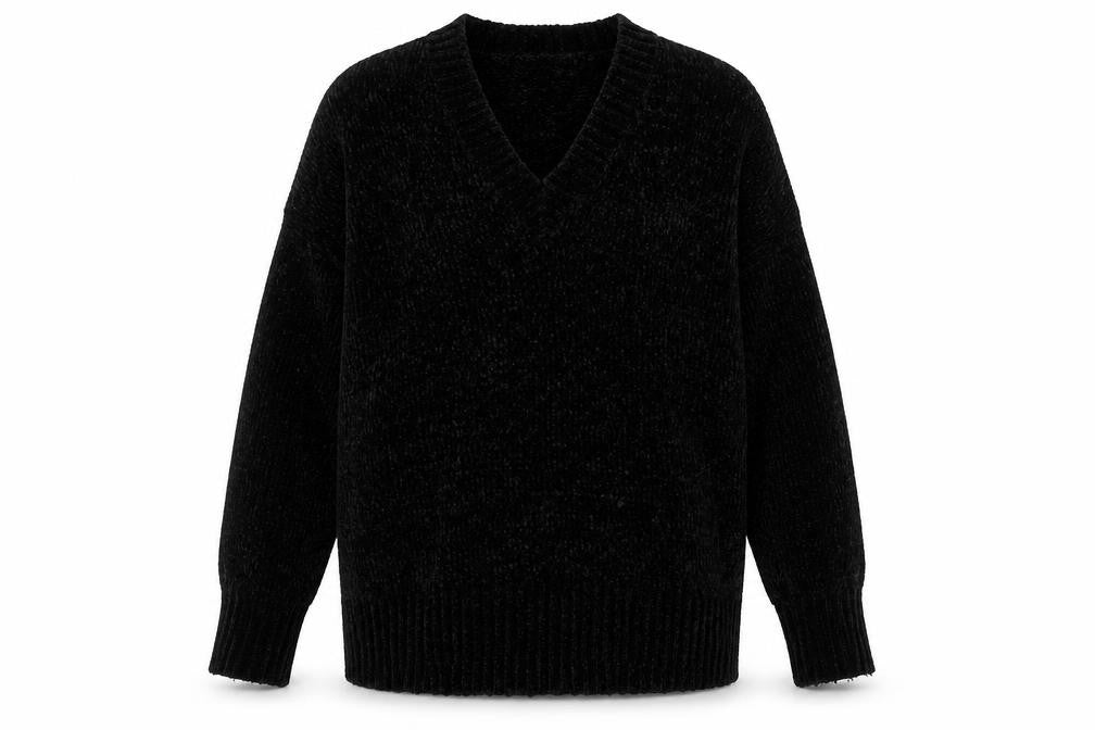 Zara Women's Black V-Neck Pullover Jumper M
