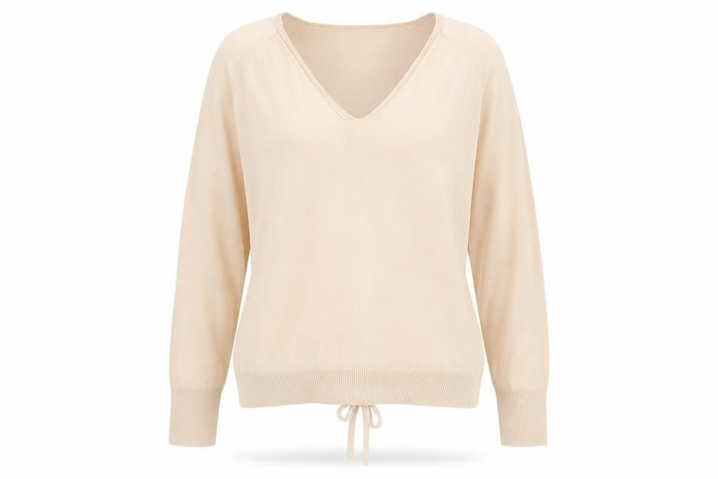 Marks & Spencer Women's Beige V-Neck Pullover Jumper