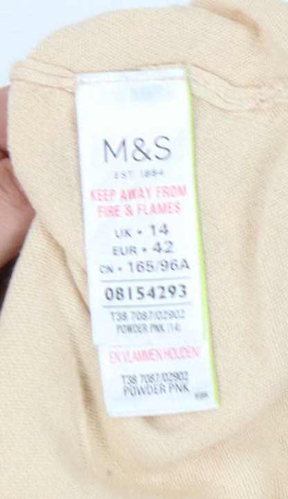 Marks & Spencer Women's Beige V-Neck Pullover Jumper