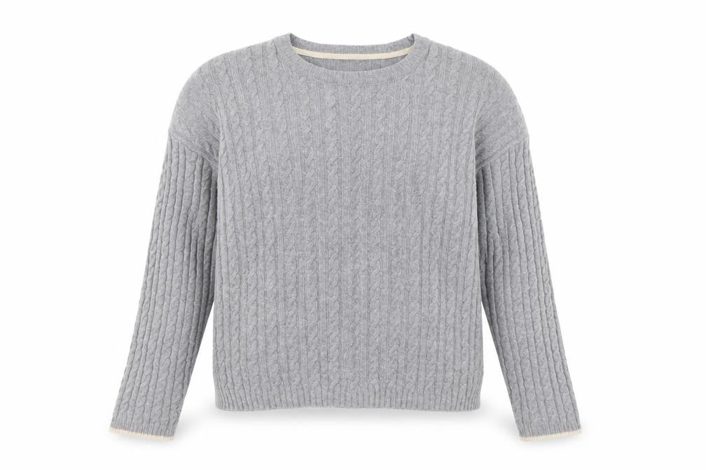 Paul Costelloe Women's Grey Cable-Knit Jumper, Size 14