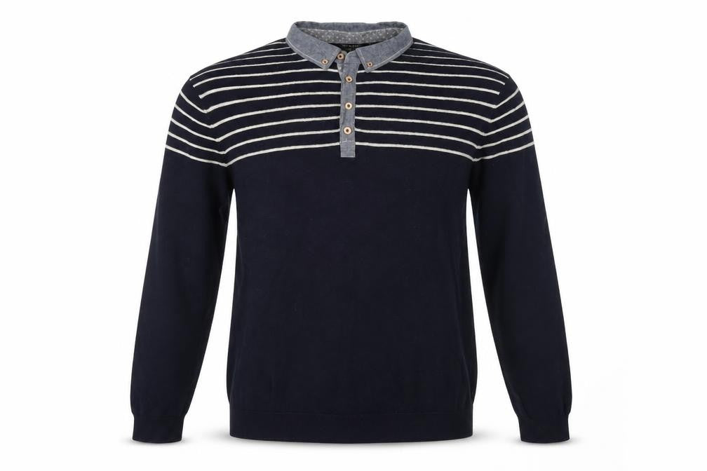 Ted Baker Men's Blue Striped Henley Jumper Size 6