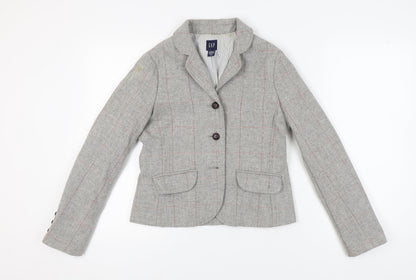 Gap Women's Grey Tweed Blazer, Size 10, Classic Fit
