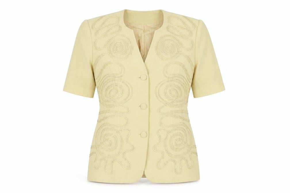 Gina Tricot Women's Beige Short Sleeve Suit Jacket