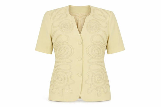 Gina Tricot Women's Beige Short Sleeve Suit Jacket