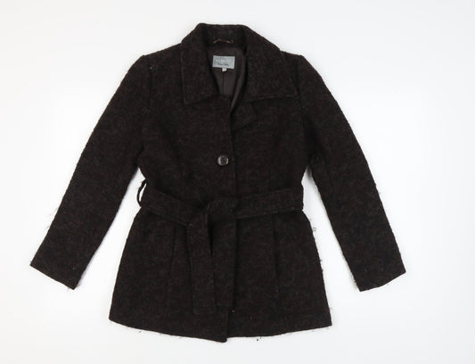 Marks and Spencer Women's Black Wool Belted Coat Size 8