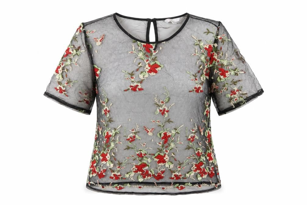 Red Herring Women's Black Floral Blouse, Size 12