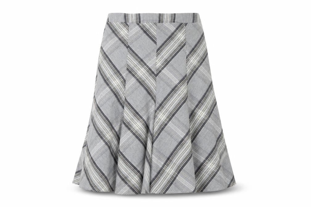 Viyella Women's Grey A-Line Check Skirt Size 12