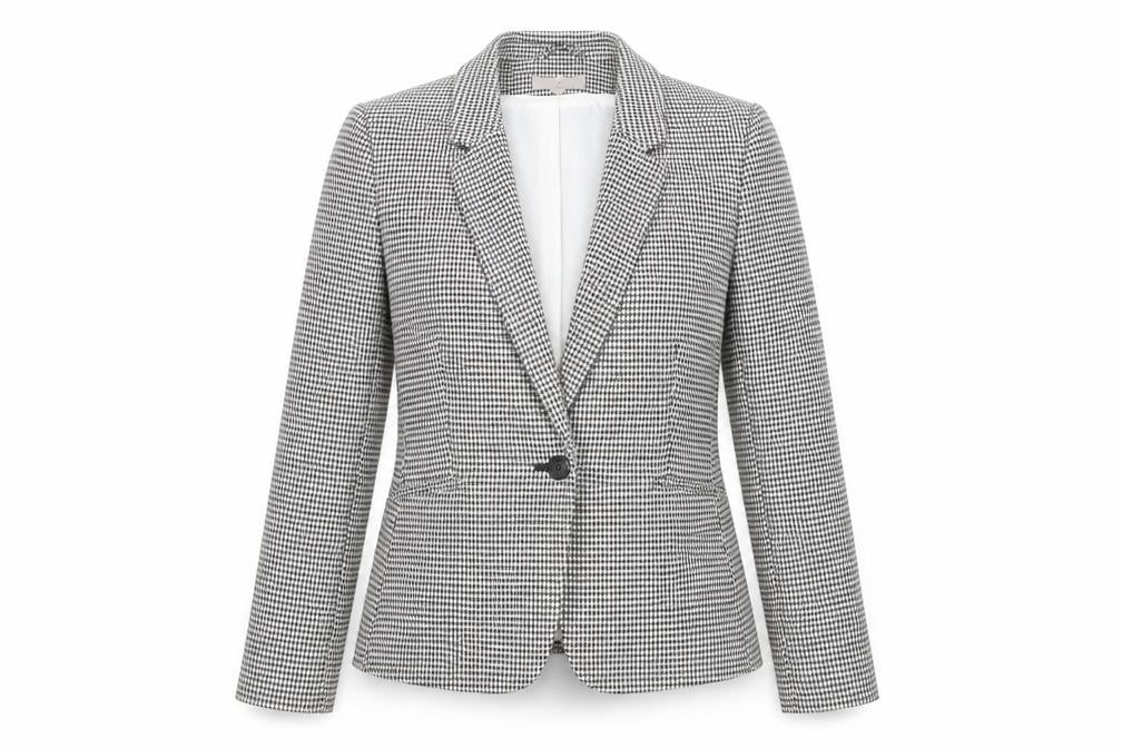 H&M Women's Blazer Size 10 Black White Houndstooth
