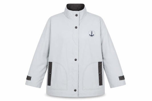 Front view of Anne de Lancay Women's Blue Nautical Jacket M