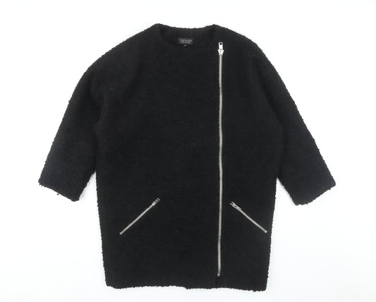 Topshop Women's Black Coat Size 8 with Full Zip