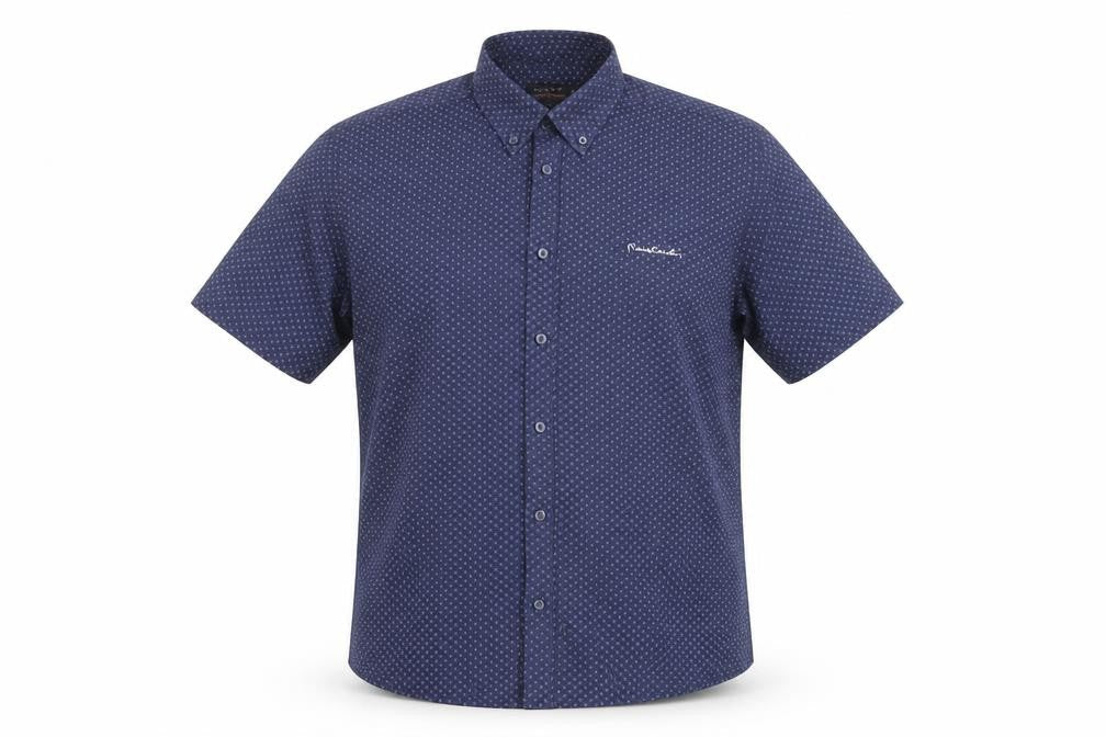 Pierre Cardin Men's Blue Geometric Shirt, M, Regular Fit