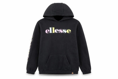 Front view of Ellesse girls’ black hoodie 13-14 years logo pullover