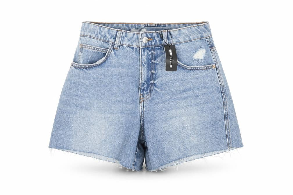 PRETTYLITTLETHING Women's Blue Cut-Off Denim Shorts
