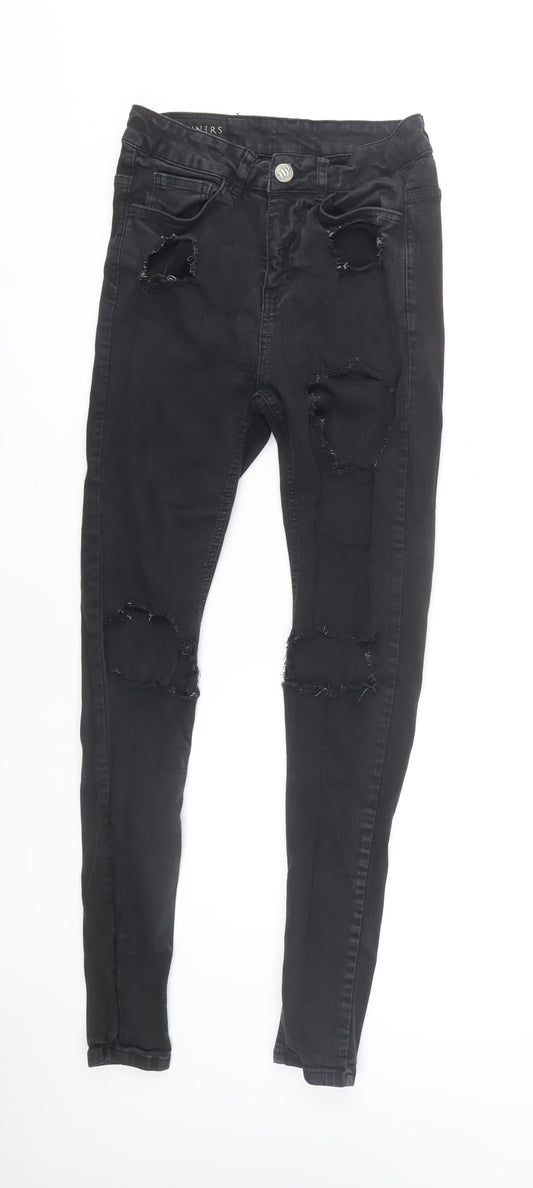 Sinners Men's Black Distressed Skinny Jeans XS