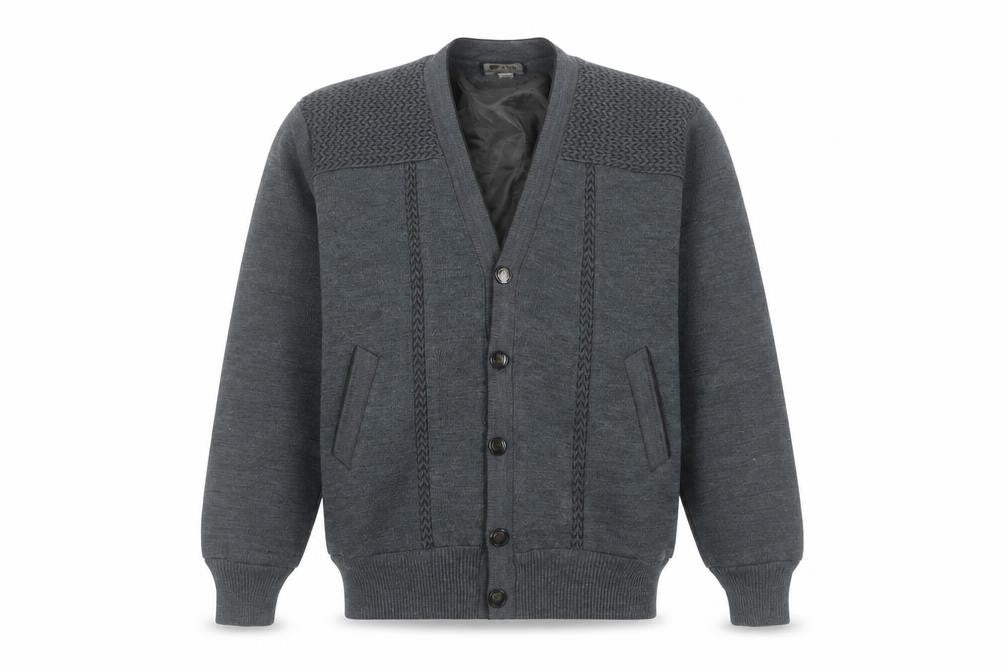 INGTIANBIRD Men's Grey Cardigan, M, V-Neck, Polyester