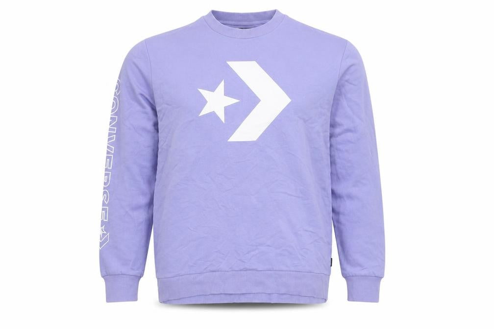 Converse Men's Purple Pullover Sweatshirt, S, Logo Print