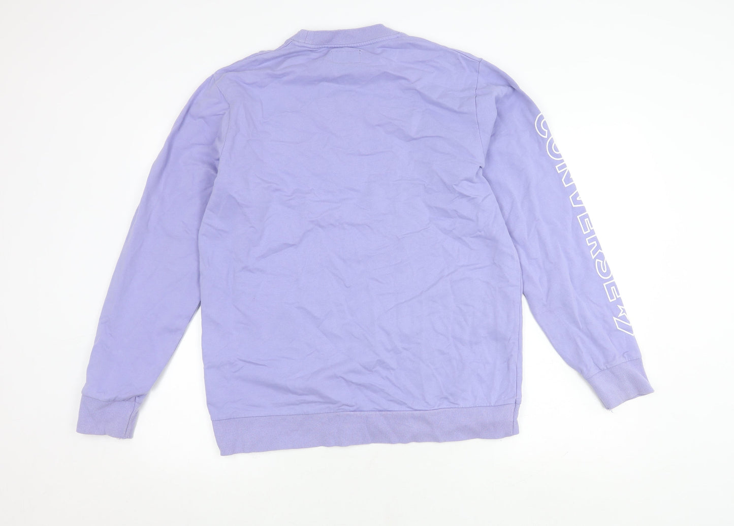Converse Men's Purple Pullover Sweatshirt, S, Logo Print