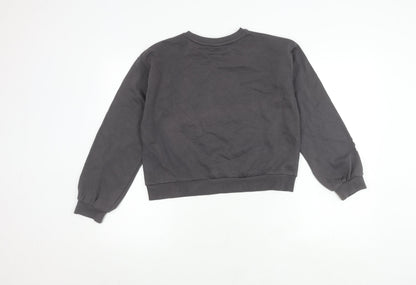 Back view of Primark girls’ grey stitch pullover sweatshirt 12-13 years