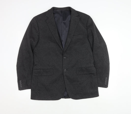 Marks and Spencer Men's Grey Check Blazer, 38R, Single-Breasted