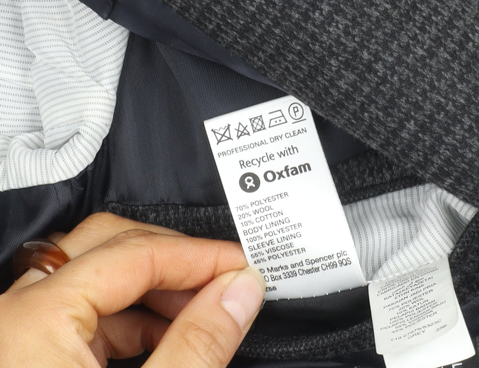 Marks and Spencer Men's Grey Check Blazer, 38R, Single-Breasted