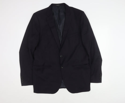 Zara Men's Black Blazer Size 44 Two-Button Formal