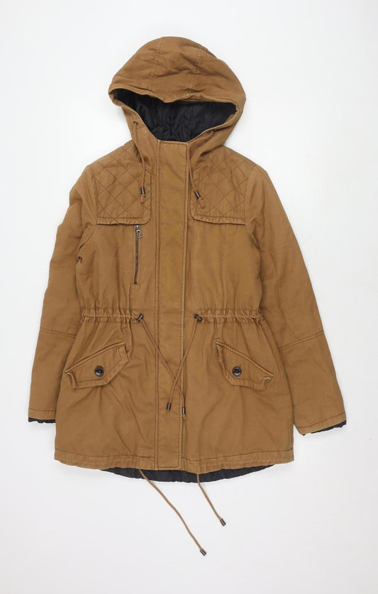 Lucky Ladies Women's Brown Hooded Parka Jacket M