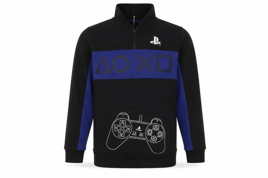 Front view of Sony PlayStation boys’ black hoodie, size 12-13, years