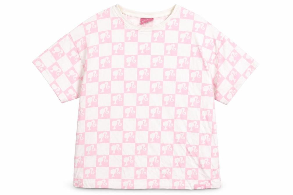Barbie Girls Pink Check Short Sleeve T-Shirt 11-12 Years