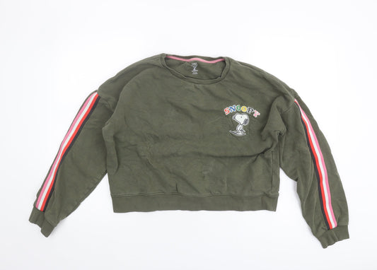 Marks and Spencer Girls Green Snoopy Pullover Sweatshirt 16Y
