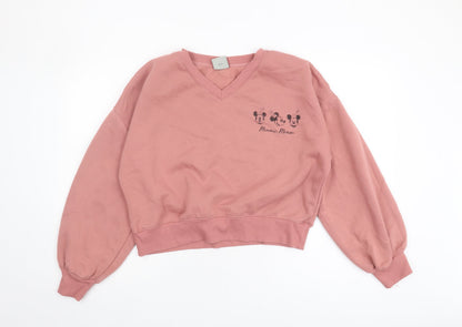 Preloved Disney Women's Pink Minnie Mouse Pullover Sweatshirt M - Front