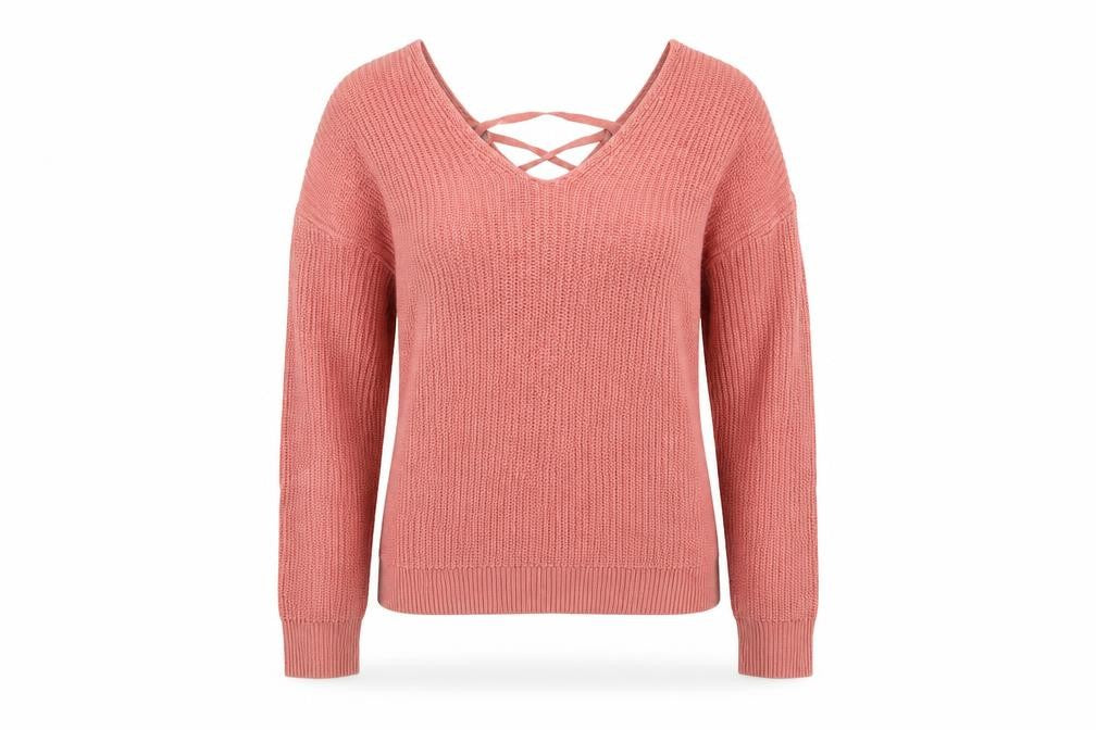 Karen Millen Women's Pink V-Neck Knit Jumper - M