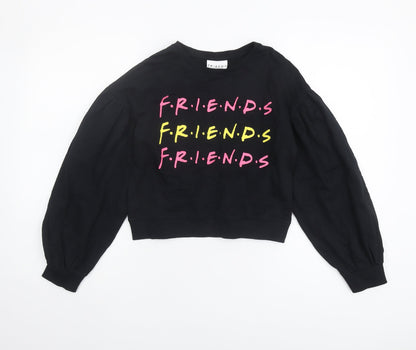 Additional front view of F.R.I.E.N.D.S girls’ black pullover sweatshirt, 10-11 years