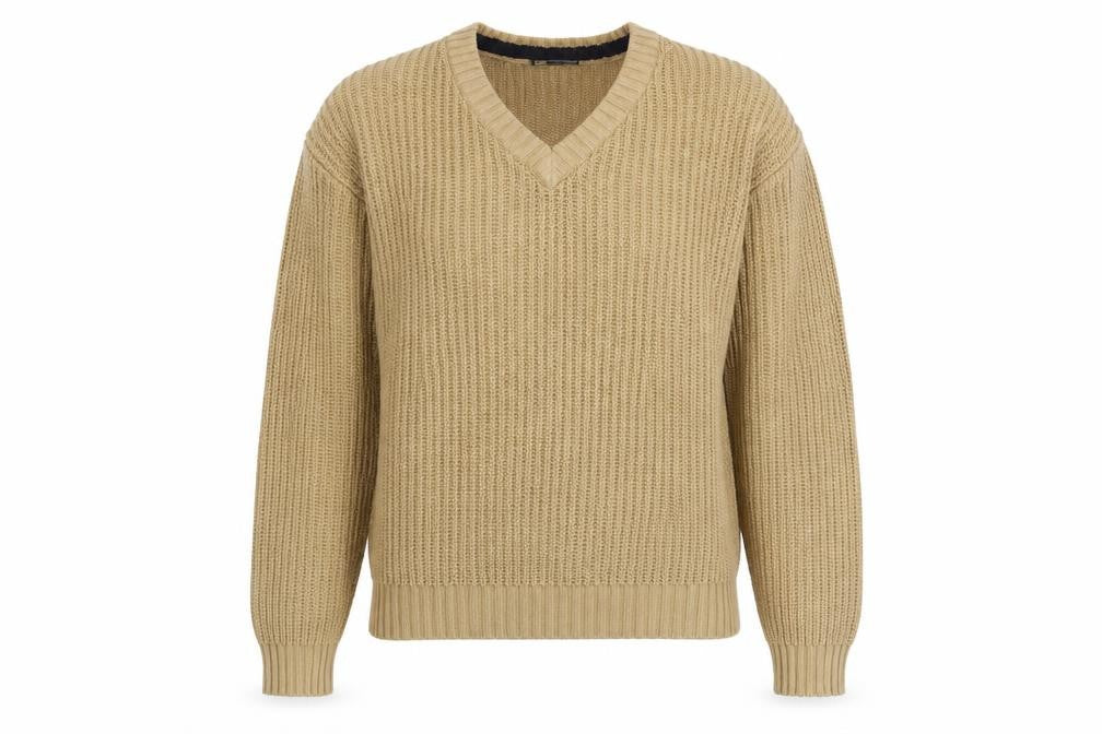 P.G. Field Beige V-Neck Pullover Jumper, Unisex S
