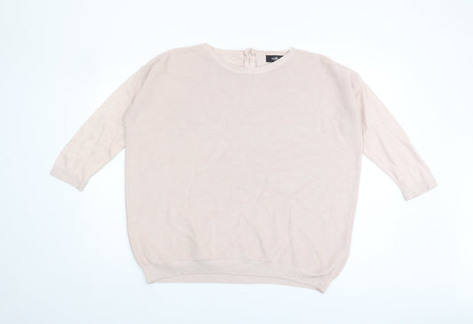 Wallis Women's Beige Pullover Jumper M, Round Neck, 3/4 Sleeve