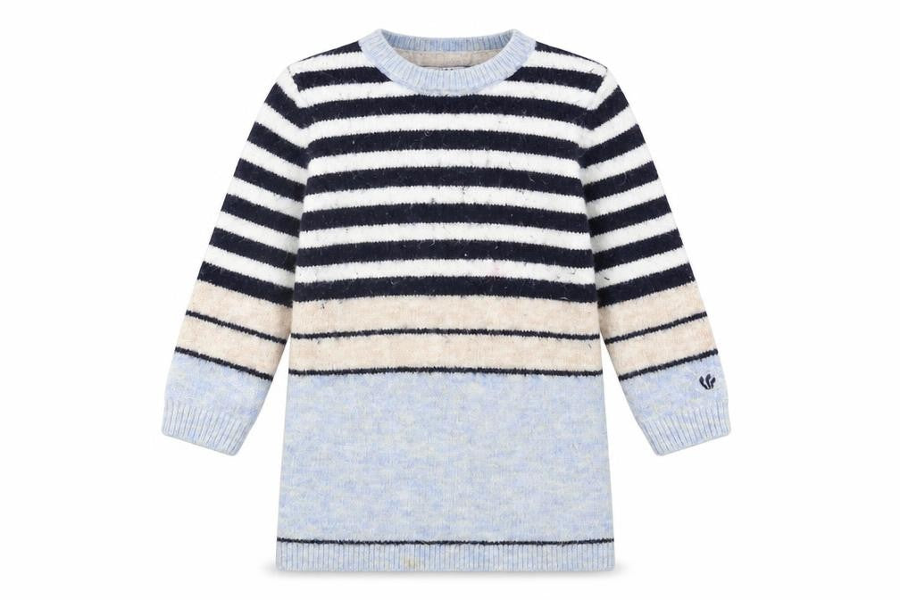 FatFace Girls Striped Pullover Jumper - Blue, Beige, 5-6 Years