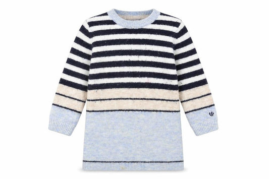 FatFace Girls Striped Pullover Jumper - Blue, Beige, 5-6 Years